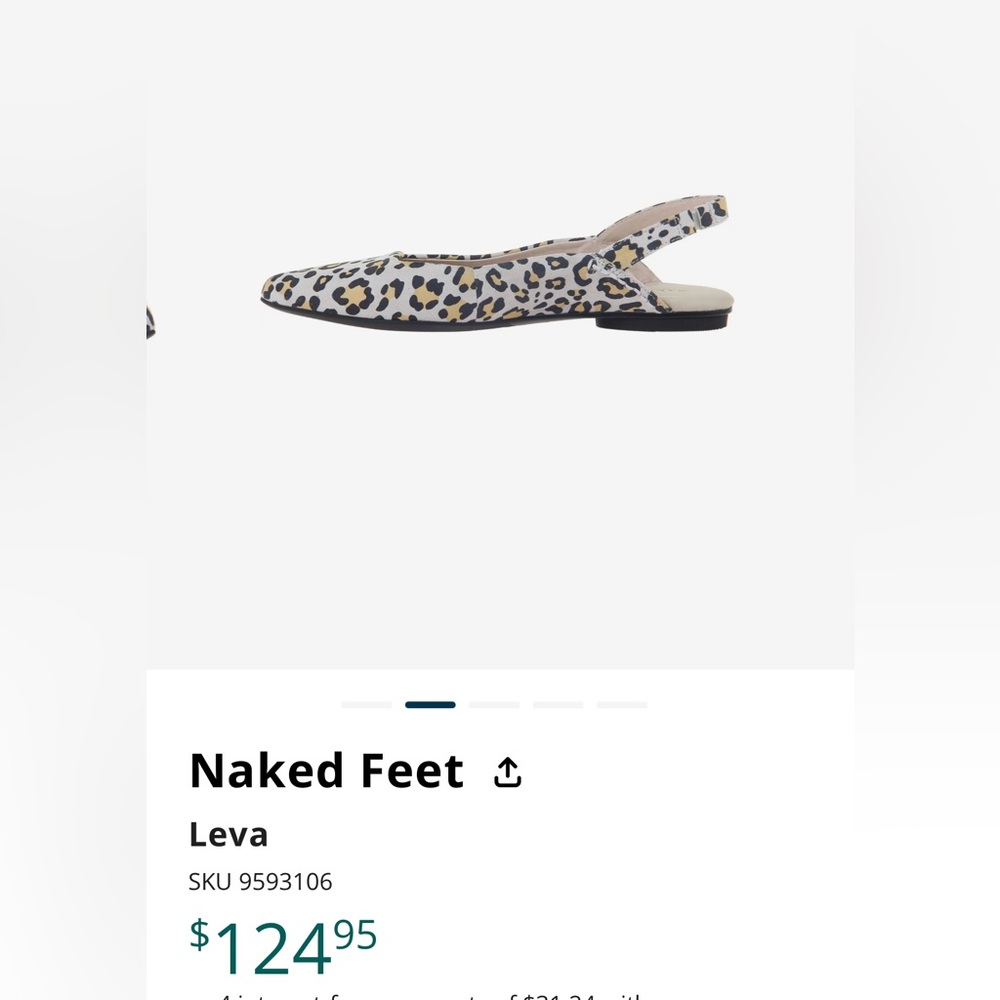 NAKED FEET Leva Sz 6.5 Leather Cheetah Print PointyToe SlingBack Flats Orig $125